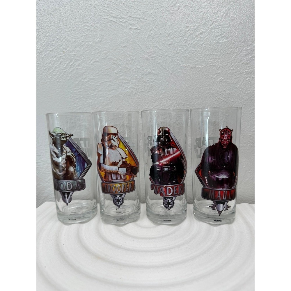 Star‎ Wars Character Pint Glass Set Yoda Darth Vader Stormtrooper Darth Maul Set